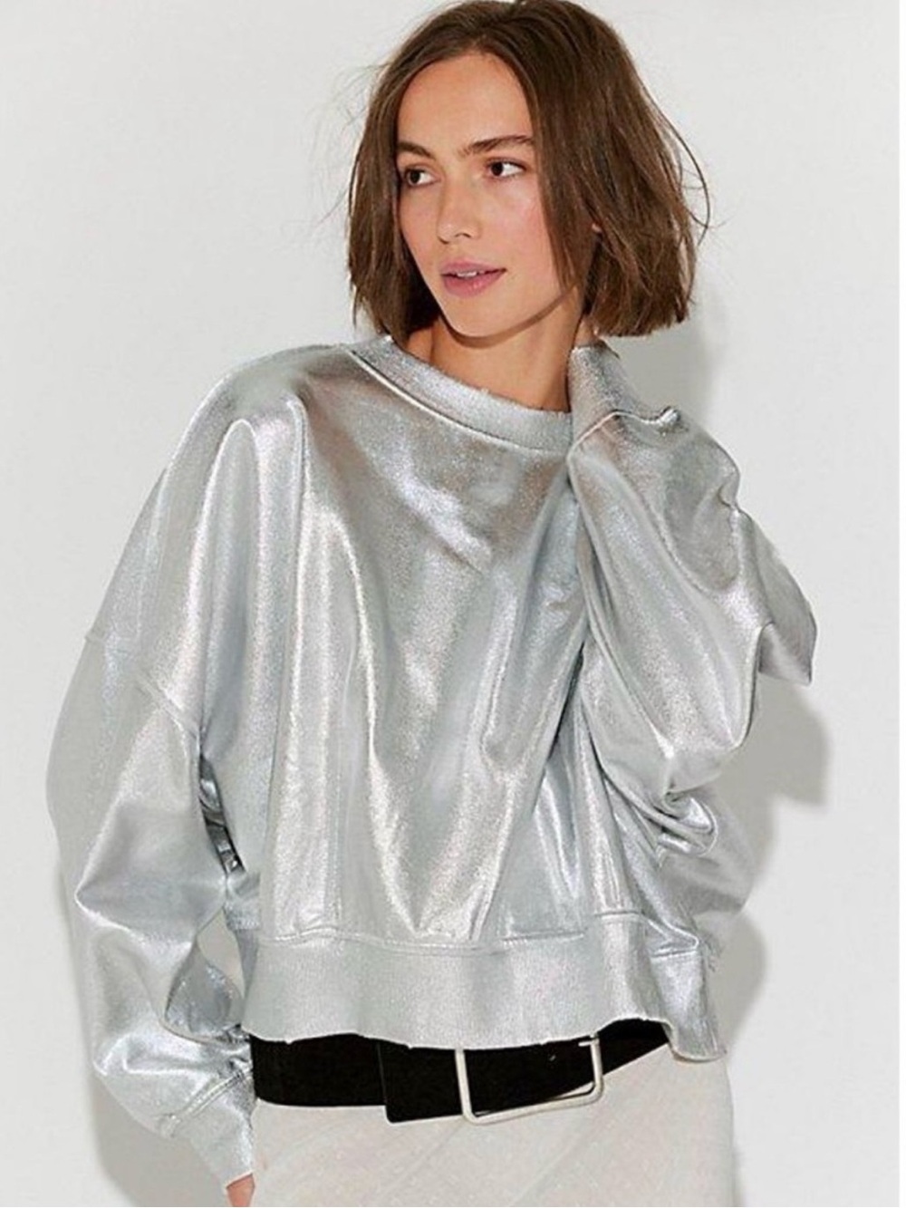 Free People Silver Metallic sweatshirt